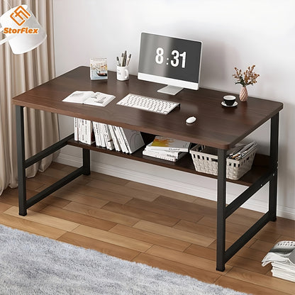 Multifunctional Computer Desk with Storage Shelves, Writing Desk & Study Table for Home Office, Living Room Or Bedroom Study Corner, Sturdy Durable Metal, Space-Saving Modern Home Office Furniture