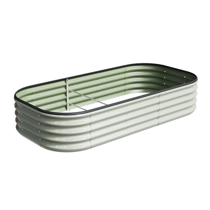 Galvanized Planter Garden Boxes Outdoor, Oval Large Metal Galvanized Raised Garden Bed for Vegetables, 2 Sizes 2 Colours Available