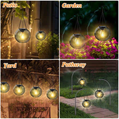 Solar Lantern Outdoor, IP44, Upgraded Hanging Solar Lights Outdoor Garden Decorations Decorative Lighting Solar Powered Tree Lantern for Garden Yard Patio Pathway, 2 Pack