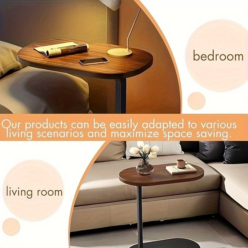 Modern C-Shaped Side Table with Hidden Base, Space-Saving Design, Multi-Functional Swivel Coffee Table, Versatile for Use As Nightstand, Sofa Side Table Or Decorative Accent Table for Home Office, Living Room & Conference Room