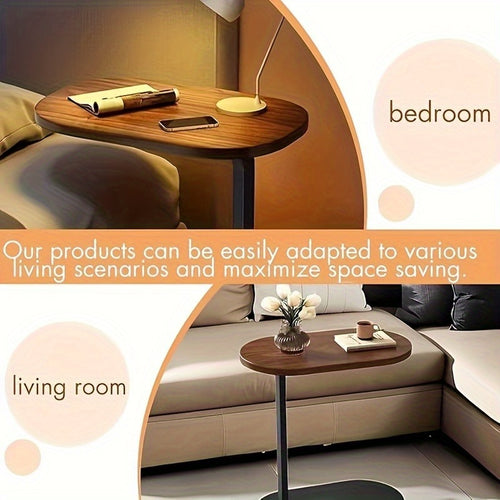 Modern C-Shaped Side Table with Hidden Base, Space-Saving Design, Multi-Functional Swivel Coffee Table, Versatile for Use As Nightstand, Sofa Side Table Or Decorative Accent Table for Home Office, Living Room & Conference Room