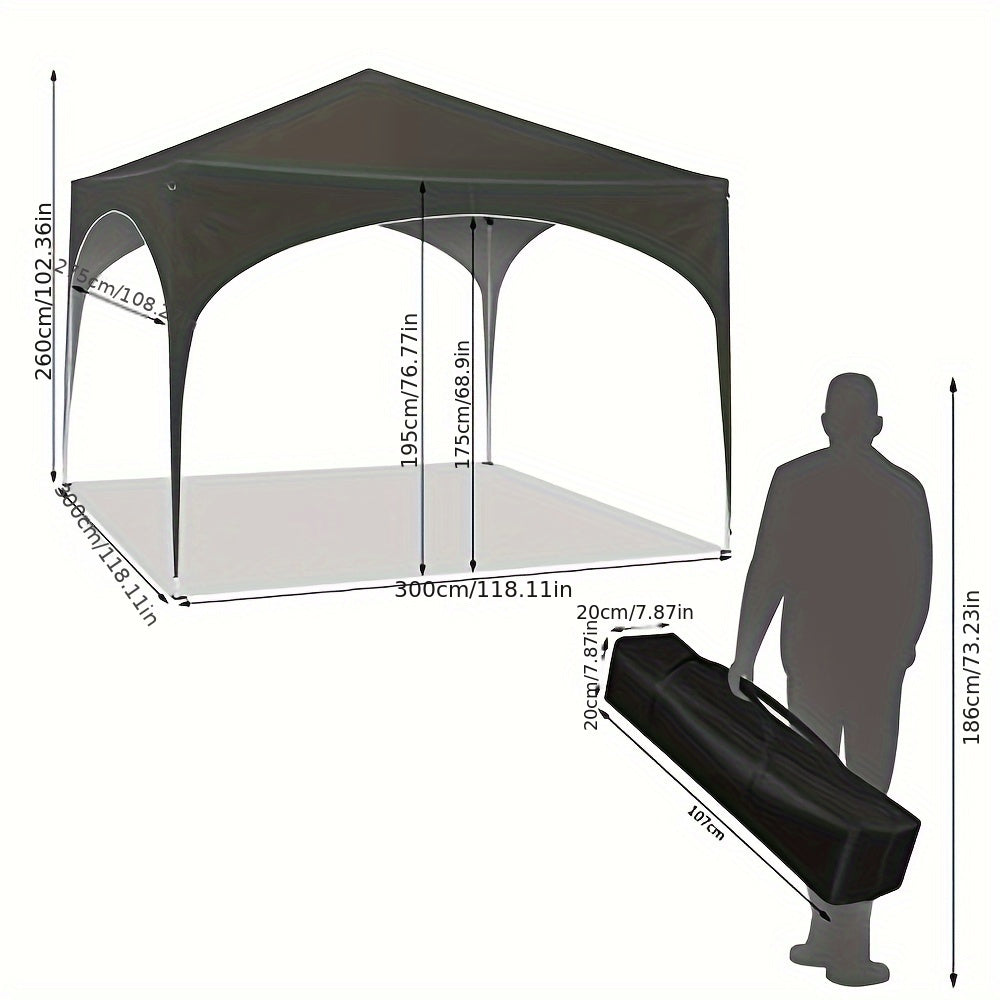 1pc Pop-Up Outdoor Canopy, Foldable Gazebo, Party Tent, Garden, Patio, Camping Gazebo, Metal Frame, Durable and Sturdy, Comes with Ropes and Anti-Slip Pegs, 210D Silvery-Coated Oxford Fabric Canopy, Quick Installation, Patio Cover, Garden Gazebo, Portable