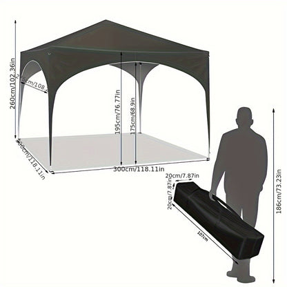 1pc Pop-Up Outdoor Canopy, Foldable Gazebo, Party Tent, Garden, Patio, Camping Gazebo, Metal Frame, Durable and Sturdy, Comes with Ropes and Anti-Slip Pegs, 210D Silvery-Coated Oxford Fabric Canopy, Quick Installation, Patio Cover, Garden Gazebo, Portable