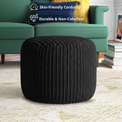 Jumbo Cord Footstool Pouffe, Round Shape Corduroy Bean Bag Ottoman Footrest for Lounge & Bedroom, Durable & Stylish Ergonomic Design