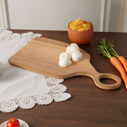 Set of 2 Acacia Wood Slicing Boards - Safety Cheese Charcuterie Board, Durable Kitchen Cutting Boards Fruit Board Serving Board for Food Preparation, Curved Edges & Hanging Holes, Food Safe Wood Material, Perfect for Couples And Home Chefs