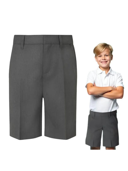 Boys School Adjust Waist Uniform Short Pants Grey 2 to 14 Years Pocket