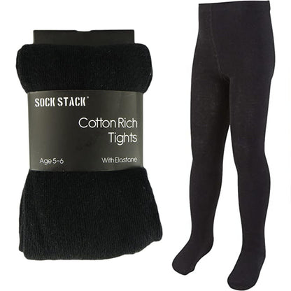 Pack Of 6 Girls Tights, School Uniform Multipack Soft Cotton Rich Winter Tights (3-12 Years)