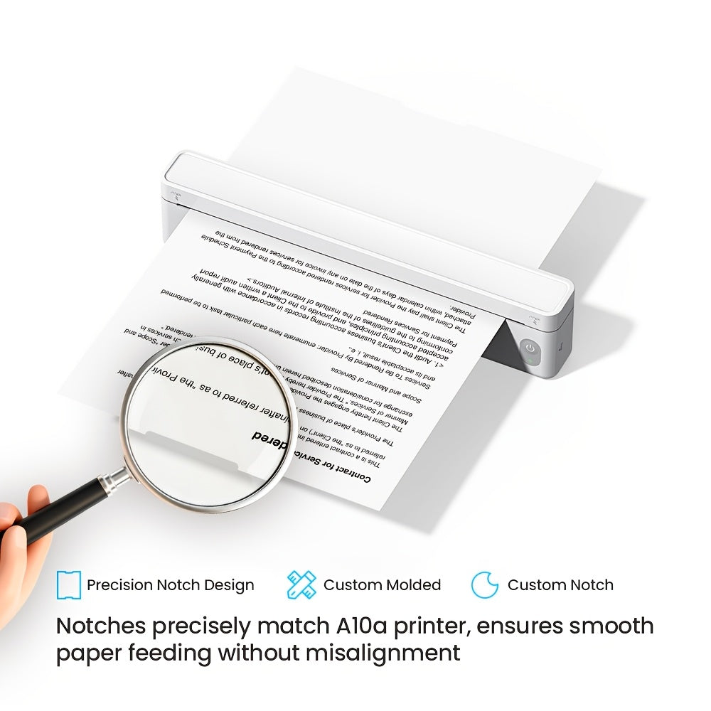 A10A Inkless Portable Printer, Wireless Thermal Printer for Travel Office Home School, Supports 21.59cm X 27.94cm And A4 Thermal Paper, Compatible with Phone Laptop