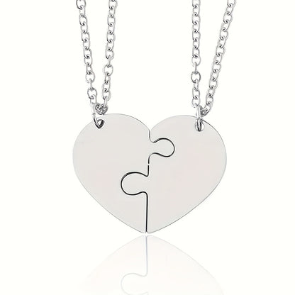 2pcs Name Customized Two Halves Heart Necklace/Stainless Steel Material/Peach Heart Can Engrave Family, Good Friends, Couple Names/Two-Piece Necklace