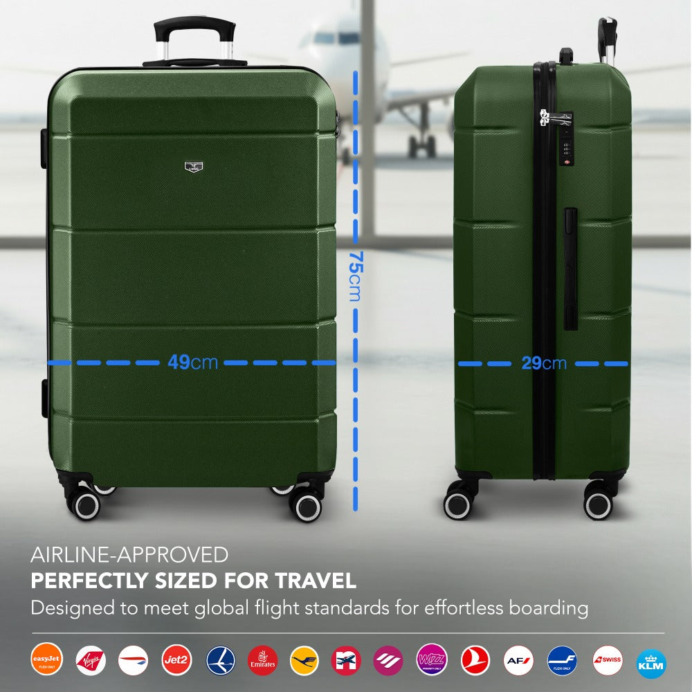 28 Inch Large Suitcase Lightweight ABS Hard Shell with TSA Lock & 4 Spinner Wheels - 75x49x29cm Check-In Luggage, Water-Resistant, UK Stock