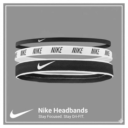 Nike 3 Pack Mix Width Anti Slip Sports Headband, Anti Slip Breathable Black Sports Headbands | High Elasticity Headband Suitable for Running, Fitness, Yoga, Soccer, And Tennis, Fitness Accessories | Minimalist Headband