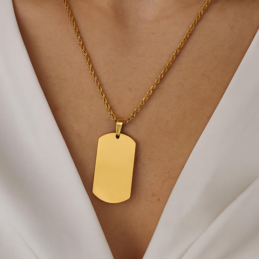 Personalized Men's Minimalist Refined Photo Name Necklace, 18K Gold Plated 304L Stainless Steel, Customizable with Your Desired Image, Unique Gift for Him, Perfect for Birthdays, Father's Day, Christmas, Valentine's Day, and Anniversary Gifts