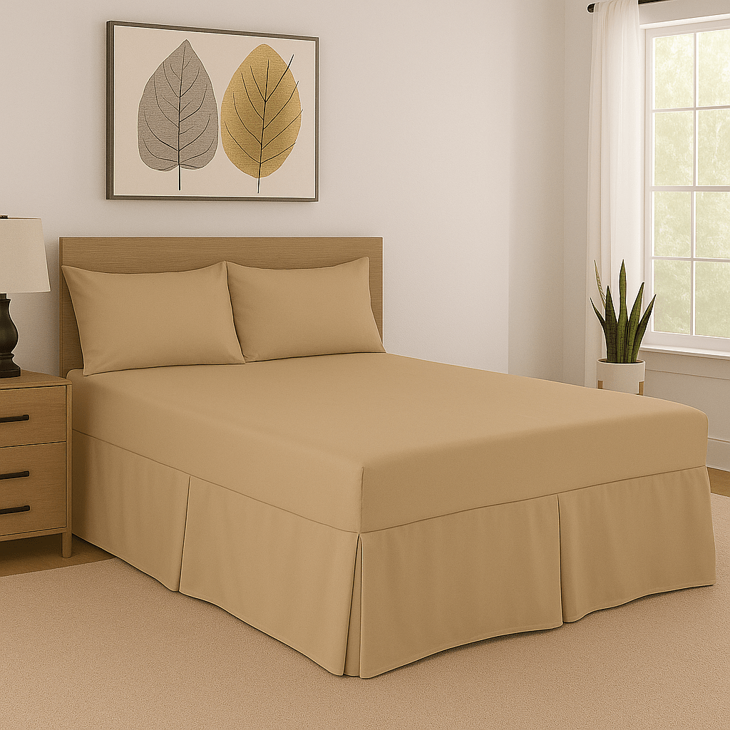 Base Valance Sheets Easy Care Plain Box Pleated Platform Bed Sheets in All Size