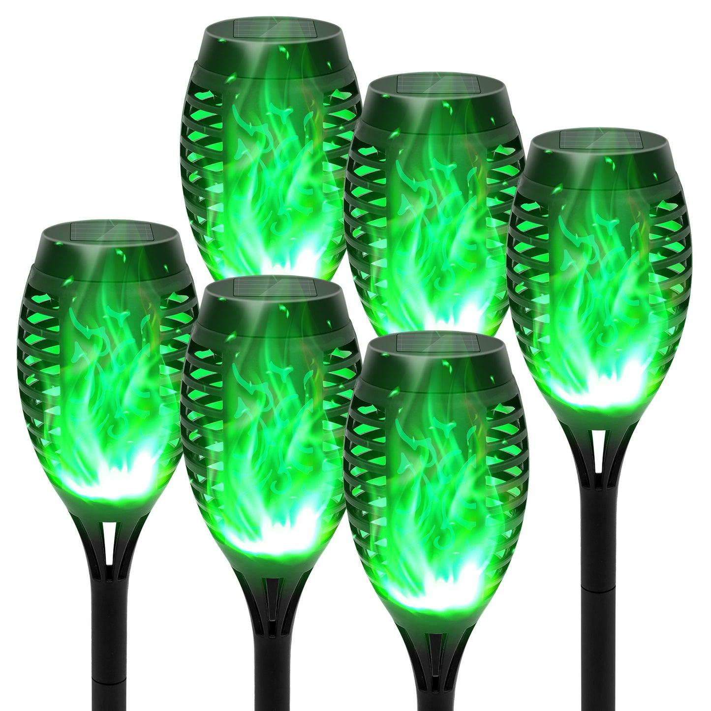 6Pack Solar Torch Lights with Flickering Flame, Solar Flickering Lights, Auto On/Off, IP65 Waterprrof, Solar Lights Outdoor Solar Pathway Lights Landscape Lighting for Garden Lawn Patio Yard Outdoor Decorations