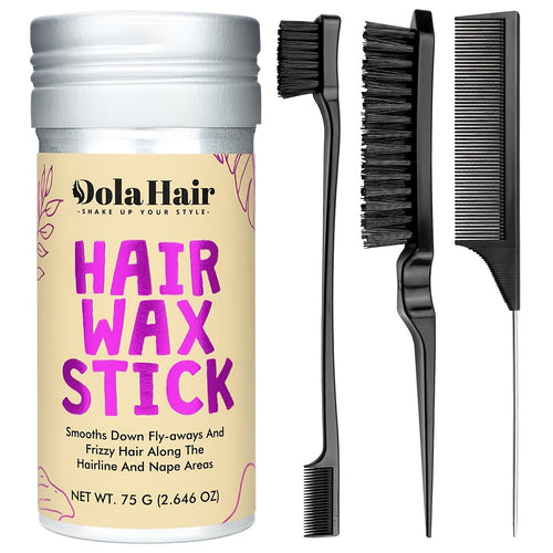 Slick Back Hair Brush, Wax Stick For Hair 4Pcs, Non-Greasy Hair Wax Stick For Flyaways & Wigs Hair Tamer Styling, Teasing Brush For Loose Hair, Rat Tail Combs For Separation, Edge Brush For Finishing, Hair Wax Stick