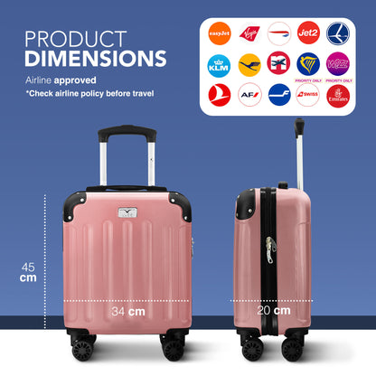 LUGG Skywander 15 Inch (45x34x20cm) Lightweight Underseat Cabin Bag EasyJet Approved Carry-On Suitcase, Durable ABS Hard Shell, Smooth Double Spinner Wheels, Water Resistant & Compact Travel Luggage (45x34x20cm)