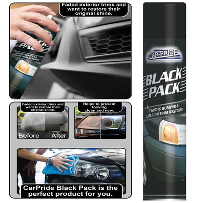 4x Car Pride Black Pack Bumper Restorer 300ml Exterior Plastic Trim Care Solution for Cars, Bumpers & Mouldings, Deep Black Finish & Long-Lasting Appearance