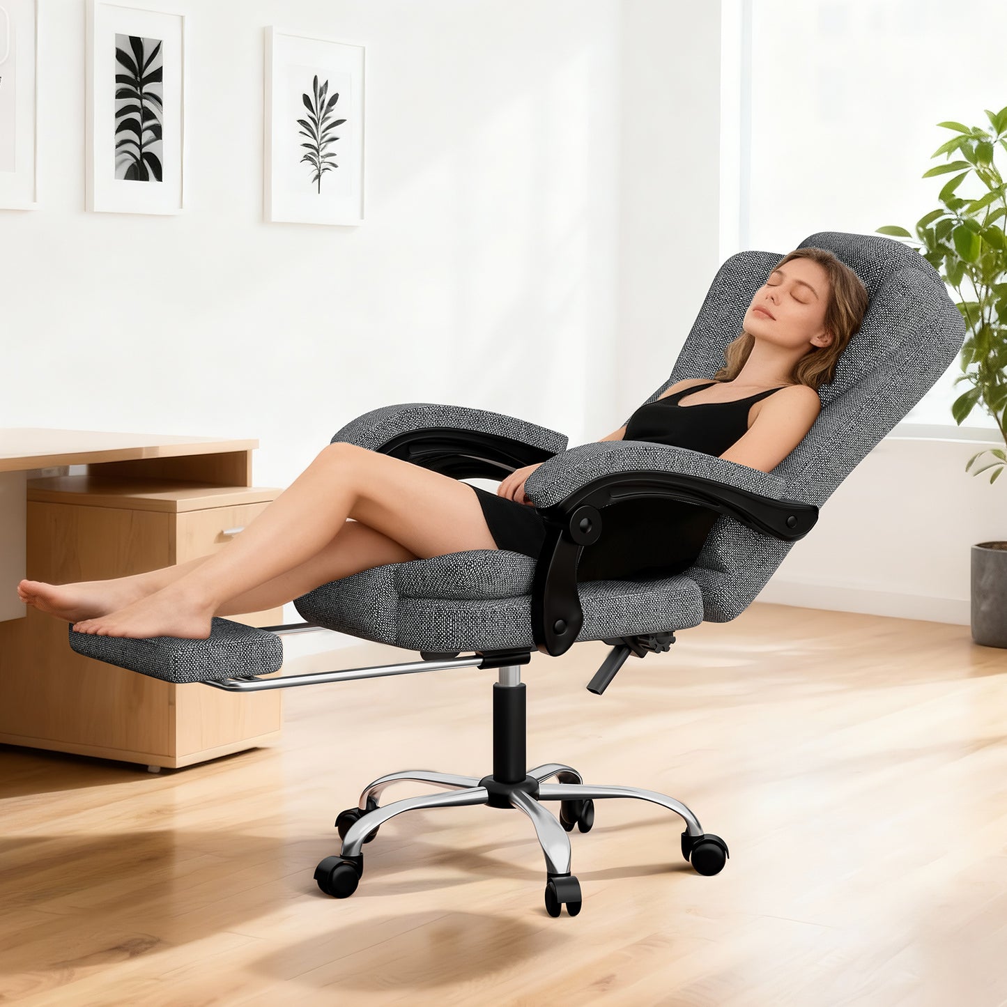 GartistGo Executive Office Chair with Footrest High Back Desk Chair Ergonomic Recliner Computer Chair Gaming Chair with Tilt Function Heavy Duty for Home Office Working