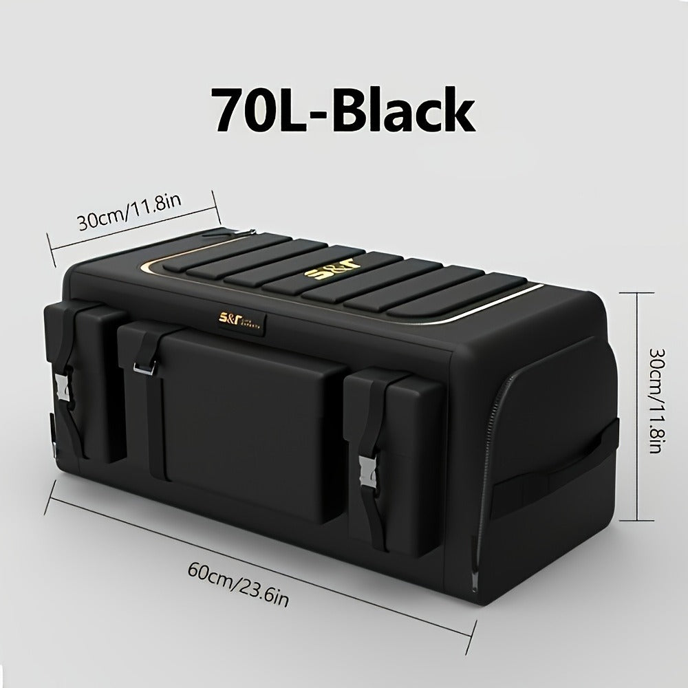 70L Multifunctional Foldable Car Storage Box, Modular & Sturdy Universal Trunk Organizer, Heavy Duty Camping Travel Storage Solution for SUV/Truck/Van