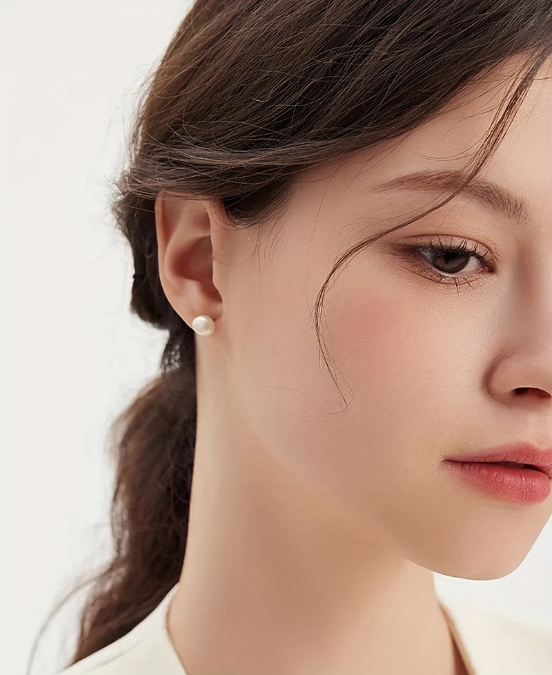 1 Pair of Women's Fashion Stud Earrings, S925 Sterling Silvery Natural Baroque Freshwater Freshwater Pearls Elegant Studs for Daily Wear/Vacation/Valentine's Day/Birthday/Mother's Day Gift, Perfect for Ladies, Comes in a Gift Box