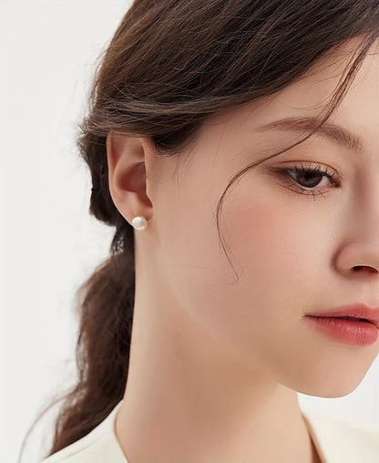 1 Pair of Women's Fashion Stud Earrings, S925 Sterling Silvery Natural Baroque Freshwater Freshwater Pearls Elegant Studs for Daily Wear/Vacation/Valentine's Day/Birthday/Mother's Day Gift, Perfect for Ladies, Comes in a Gift Box