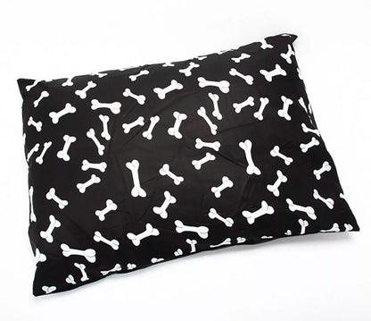 Soft Dog Cushion Bed with Removable Washable Cover – Printed Pet Pillow Mat for Dogs & Cats, Medium Large Jumbo Sizes, Ideal for Home Crate Sofa & Travel, Random Colours