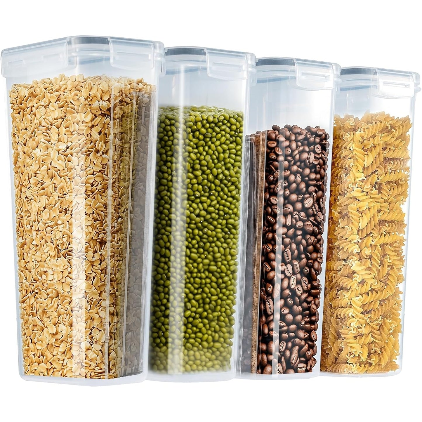 Cereal Storage Container Sets Airtight Dry Food Dispenser Containers Stackable Kitchen Storage Boxes Plastic Pantry Organization with Lock Lids Leakproof for Flour Sugar Pasta (Clear, 8 x 1.4L)
