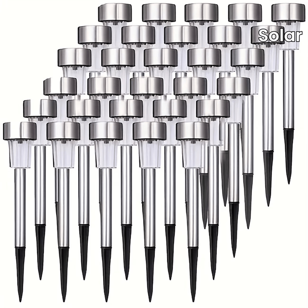 12pcs Solar LED Lights, Solar Outdoor LED Stainless Steel Stick Lights, Solar Landscape Decorative Lights, Suitable for Courtyards, Lawns, Paths, Decks, Driveways And Gardens, Holiday Parties, Garden Sidewalk Decoration