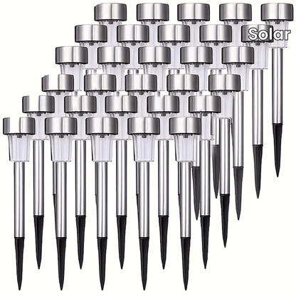 12pcs Solar LED Lights, Solar Outdoor LED Stainless Steel Stick Lights, Solar Landscape Decorative Lights, Suitable for Courtyards, Lawns, Paths, Decks, Driveways And Gardens, Holiday Parties, Garden Sidewalk Decoration