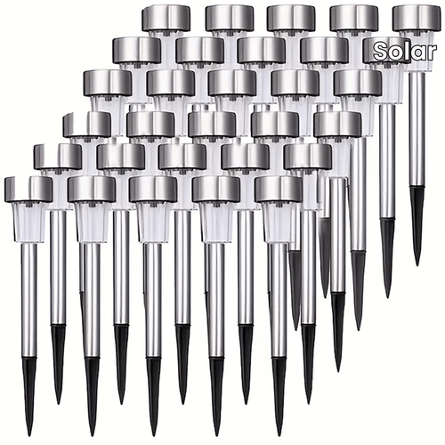 12pcs Solar LED Lights, Solar Outdoor LED Stainless Steel Stick Lights, Solar Landscape Decorative Lights, Suitable for Courtyards, Lawns, Paths, Decks, Driveways And Gardens, Holiday Parties, Garden Sidewalk Decoration