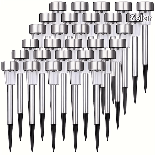 12pcs Solar LED Lights, Solar Outdoor LED Stainless Steel Stick Lights, Solar Landscape Decorative Lights, Suitable for Courtyards, Lawns, Paths, Decks, Driveways And Gardens, Holiday Parties, Garden Sidewalk Decoration