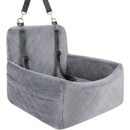 Dog And Cat Booster Car Seat with 3-Strap Safety System | Plush Memory Foam Bed And Removable Washable Cover | Non-Slip Base for Car Travel, Road Trips, And Outdoor Adventures