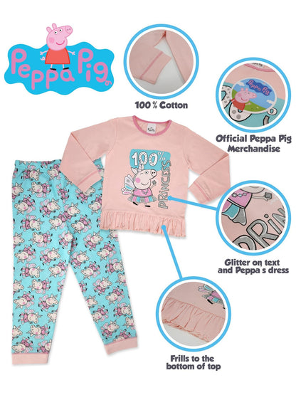 Peppa 100% Cotton Long Pyjama Set 18m-7yr, Stocking filler xmas gift