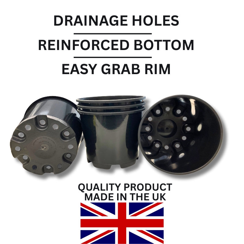 10x 15L Heavy Duty Containers Pots | Durable Recycled Plastic Plant Pots Made in the UK for Indoor & Outdoor Gardening | Includes Drainage Holes | Great for Compost or Hydroponics | Tomatoes, Vegetables, Beans, Potatoes, Flowers, Shrubs, Succulents, Herbs