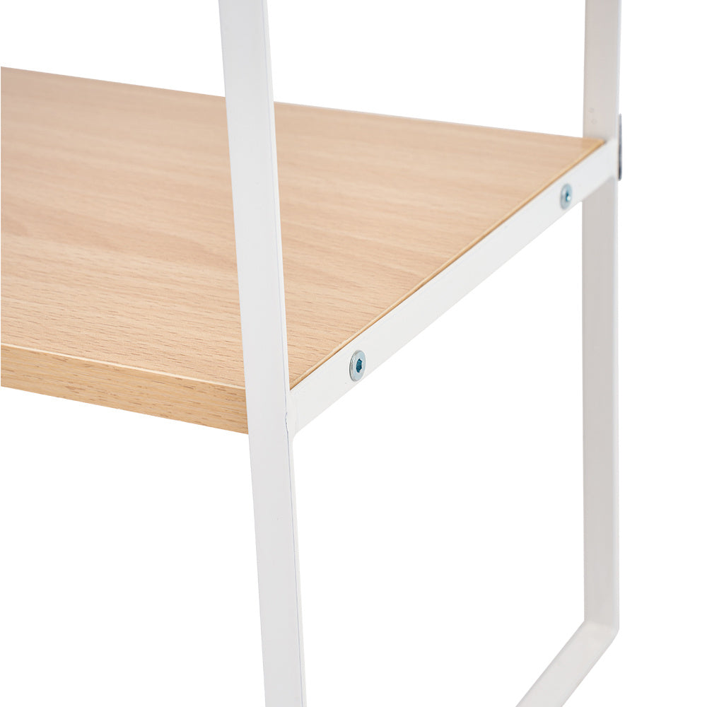 Multi-Tier Storage Rack, Mug Shelves for Desks, Black/White/Natural Wooden and Metal Countertop Organizer Shelf, Display Rack, Perfect for Dormitories Home Office Kitchen Bathroom