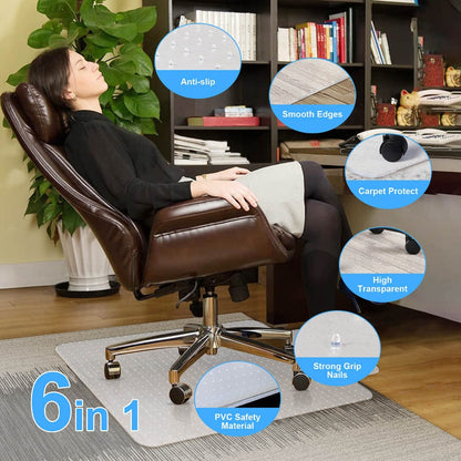 PVC Clear Chair Mat Non Slip Office Chair Desk Mat Floor Computer Carpet Protector Plastic Clear