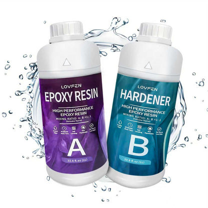 LOVFEN Epoxy Resin Kit Available in 16Oz, 32Oz, 64Oz, 3.79 L, And 7.57 L Sizes, Featuring a 1:1 Mix Ratio. This Crystal Clear Epoxy Is Ideal for Tabletops, Offering a Self-Leveling, Durable, And High-Gloss End Suitable for Casting, Resin Art