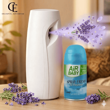 Automatic Air Freshener Spray Dispenser with 3 Fragrance Refills, Battery Operated Room Freshener Machine, Wall Mounted Air Freshener System for Home, Bathroom, Bedroom, Office and Indoor Spaces