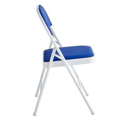Set of 2 Folding Chairs, Faux Leather Foldable Chairs with Metal Frame and Padded Seat, Easy to Fold and Store for Home, Office, Dining and Reception