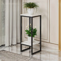 black and white two-tier column plant stand