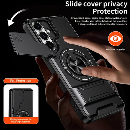 Phone Case: for Samsung Galaxy S26 Ultra S25 S24 S23 Phone Case with 360 Rotating Ring Lanyard Bar Stand Sliding Lens Protection Multifunctional Car Mount Compatible