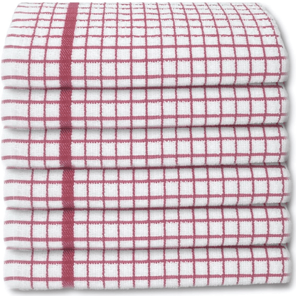 Pack of 6 Large Tea Towels 40x60cm – 100% Cotton Luxury Check Soft Kitchen Towels – Highly Absorbent Dish Cloths – Durable Washable Tea Towels for Drying Dishes, Cleaning, Cooking, Household, Restaurant, Bar, Café, Catering, Commercial & Professional Kitc