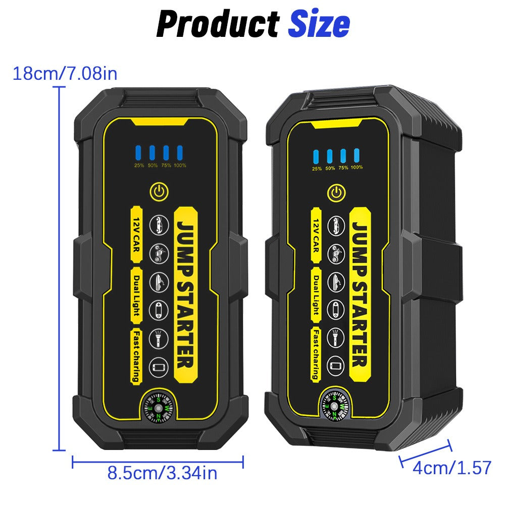 Portable Jump Starter 1500A Peak 12V, Car Battery Booster for 6.0L Petrol & 4.0L Diesel Engines with LCD Display, USB-C Quick Charge & 3-Mode LED Flashlight – Lithium Jump Pack for UK Drivers