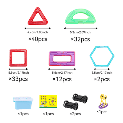 118pcs Magnetic Building Blocks Set - Large Construction Toys | Educational Magnet Toy with Storage Box, Multicolor Geometric Shapes for Learning & Birthday Gifts