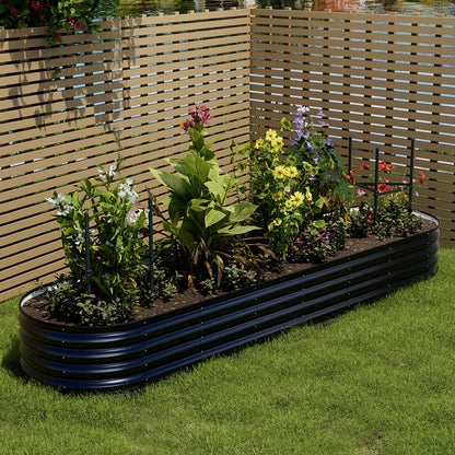 Extra Large Raised Beds for Garden, Oval Planter Box with Plant Climbing Frame, Outdoor Raised Planters for Vegetables, Flowers & Herbs, Bottomless Metal Garden Bed