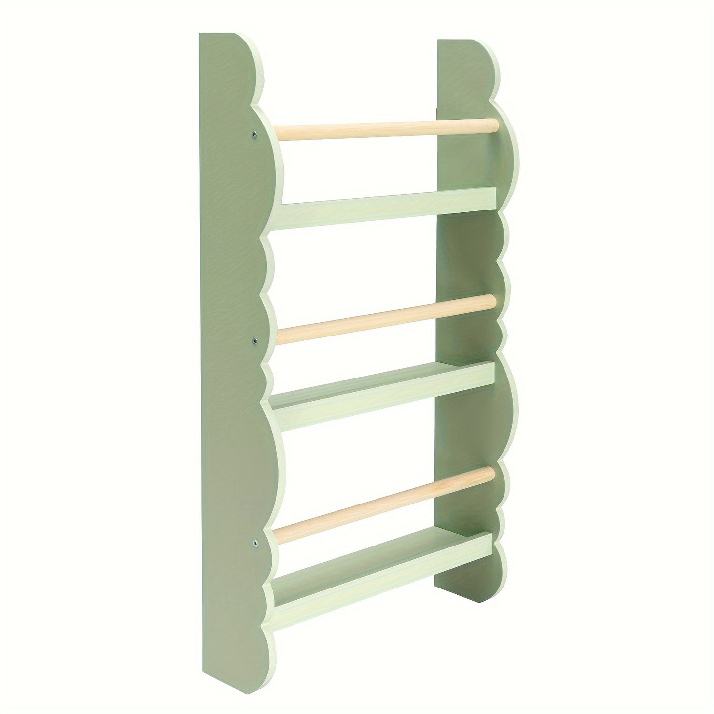 Green Cubby Bookshelf Ledge Freestanding – Pine E1 MDF Book Organiser Display Shelf for Kids Bedroom, Nursery, Living Room & Home Office | Children's Bookcase