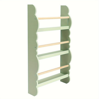 Green Cubby Bookshelf Ledge Freestanding – Pine E1 MDF Book Organiser Display Shelf for Kids Bedroom, Nursery, Living Room & Home Office | Children's Bookcase