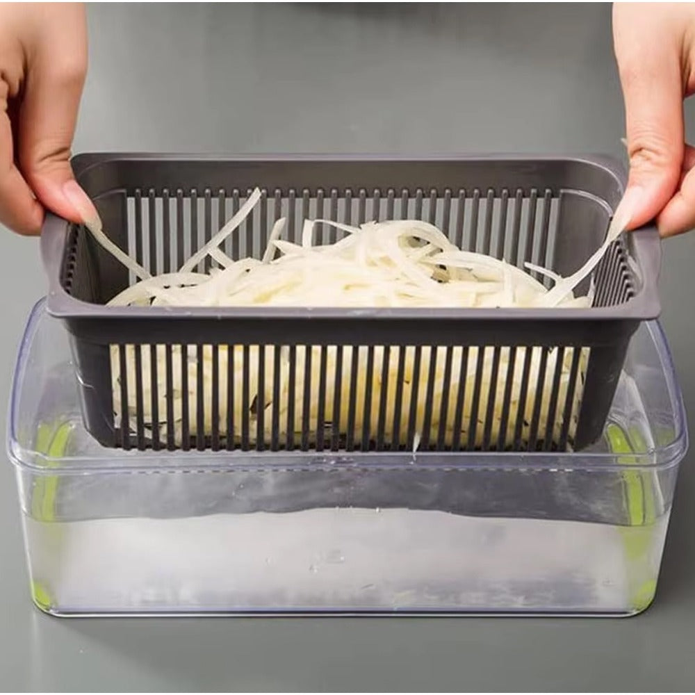 15-in-1 Fruit & Vegetable Grater Set - Kitchen Multi-Tool with 8 Interchangeable Blades (Gray Green) - Includes Dicer/Shredder/Slicer Functions
