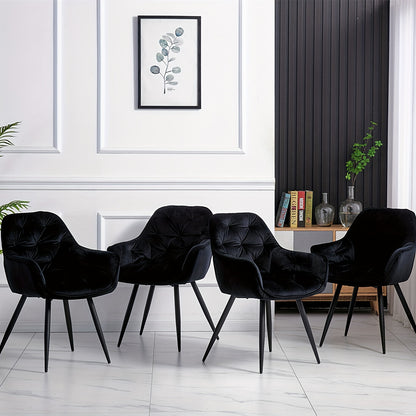 Velvet Dining Chairs with Armrests – Upholstered High-Density Foam Seat, 83cm Tall, 1pc, 2pcs or 4pcs Set for Kitchen, Living Room, Bedroom & Lounge, 7 Colours