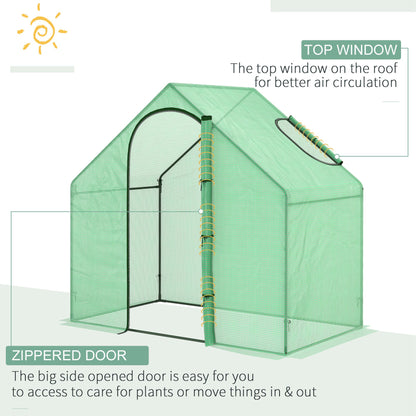 Walk In Mini Greenhouse Garden Outdoor Flower Planter Steel Frame w/ Zipped Door & Window, PE Cover, 180 x 100 x 168CM